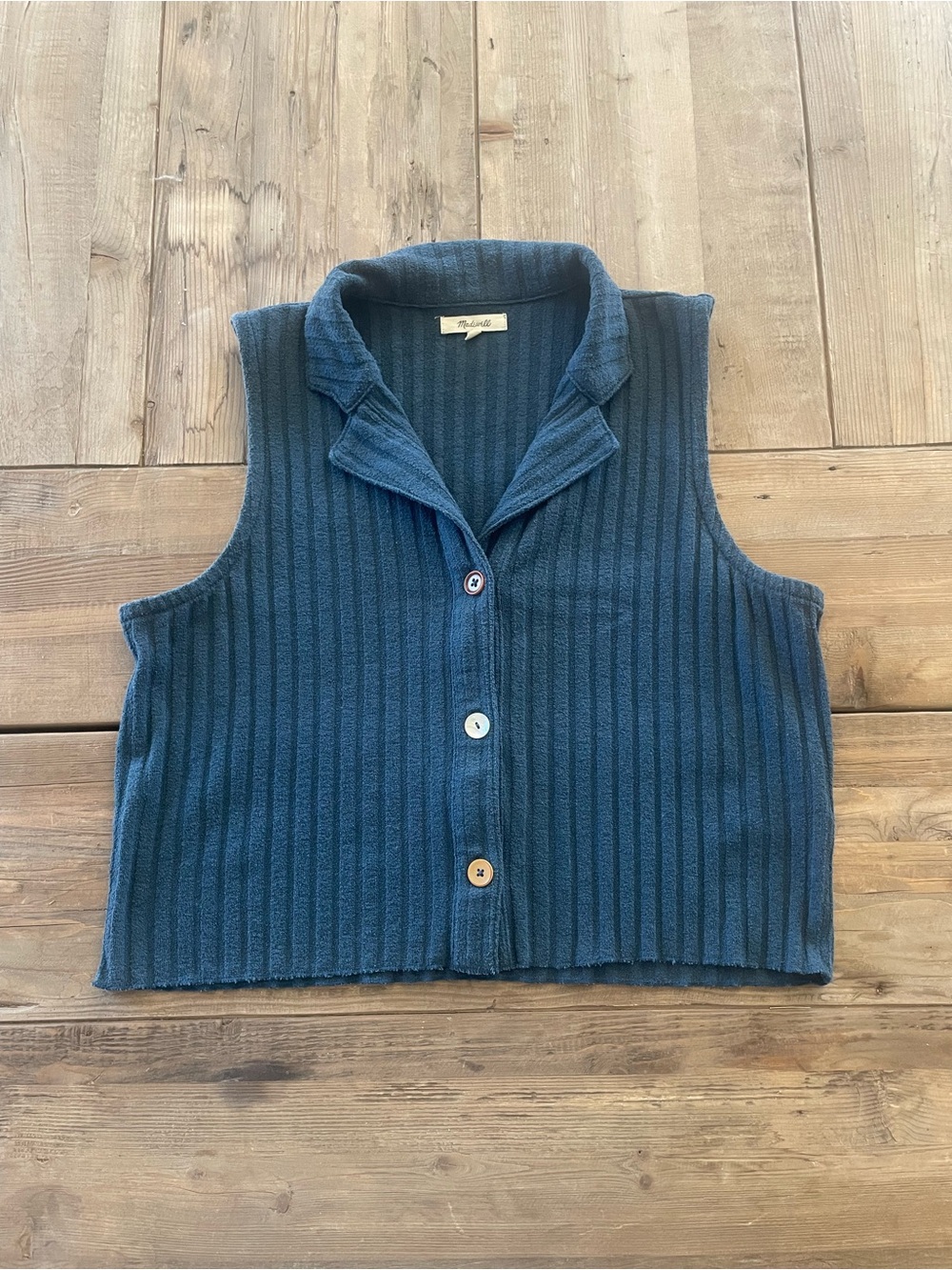 Madewell Dark Teal Ribbed Knit Vest